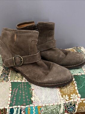 Fiorentini + Baker Brown Suede Ankle Booties with Buckle